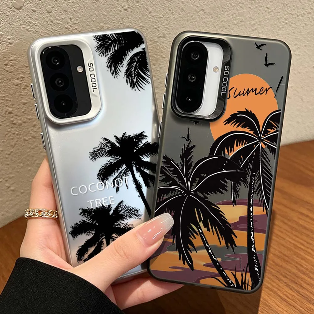 Hello Summer Pattern Cover For Samsung Galaxy A56 A55 A54 A53 A51 A25 A16 A06 A04e Colorful Silver Phone Case