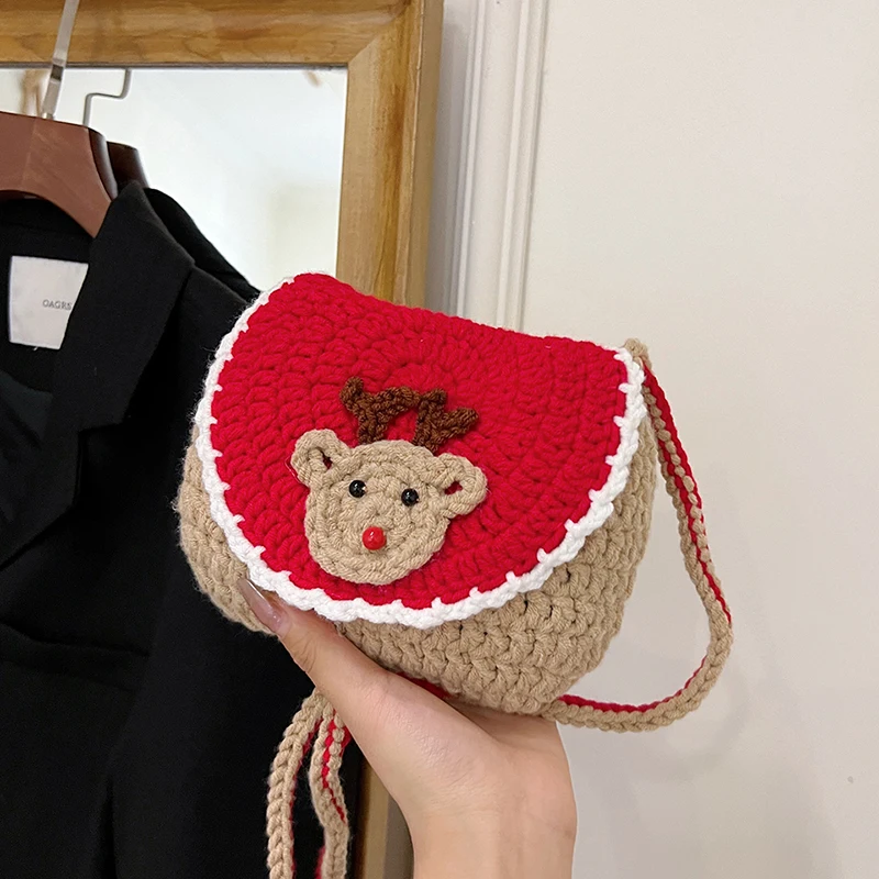 

Женская вязаная сумка через плечо, рождественская сумка через плечо, модная вязаная сумка-кошелек для работы, путешествий, покупок