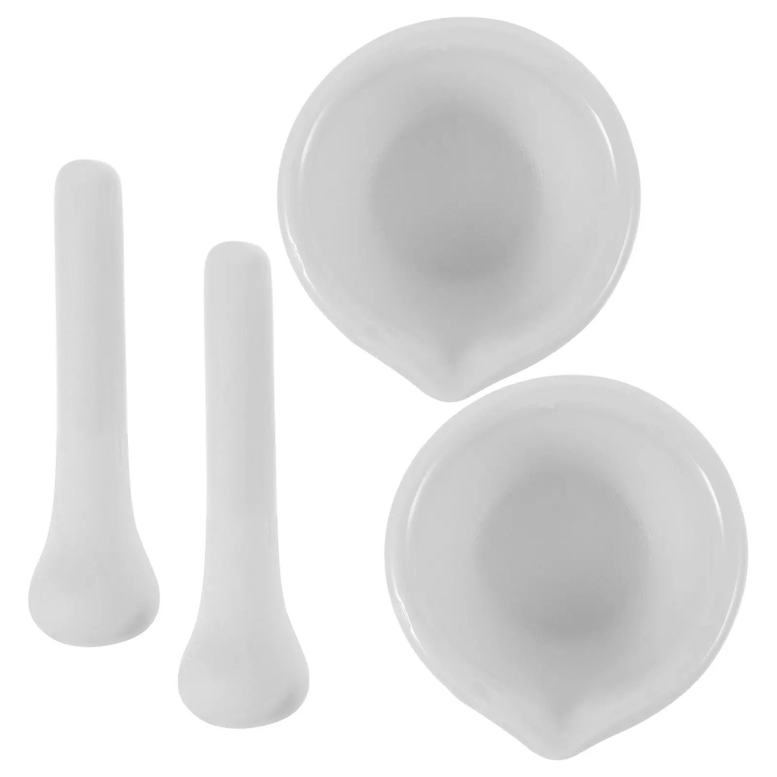 2Sets Porcelain Pestle Set Lab Quality Medicine Masher Bowl Ergonomic Pestle Easy Clean Round Smooth Finish for Garlic Herb