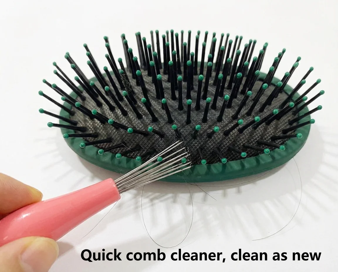 Easy-to-Use Comb Cleaning Brush - Stainless Steel Hair Remover Tool for Hairbrushes & Combs, Salon & Home Hair Pick Cleaner