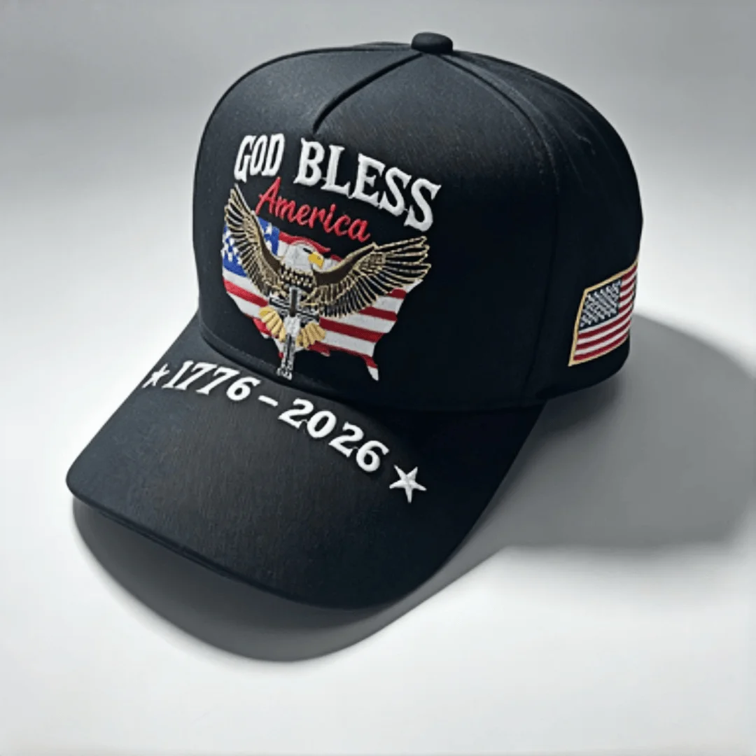 Patriotic God Bless America Hat 1776-2026 Eagle Cross American Flag  Embroidery Baseball Cap Independence Day Gift Adjustable