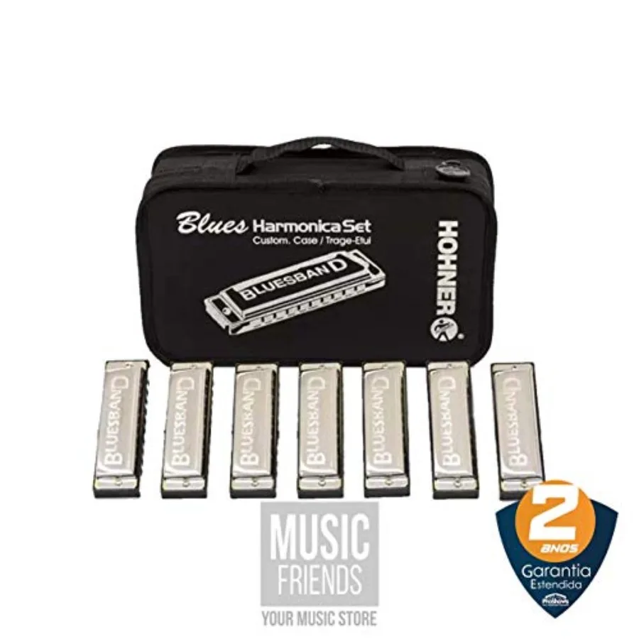 مجموعة Hohner Bluesband Harmonica مكونة من 7 قطع لعشاق موسيقى البلوز تتضمن هارمونيكا مفاتيح متعددة للعب متعدد الاستخدامات في Liv