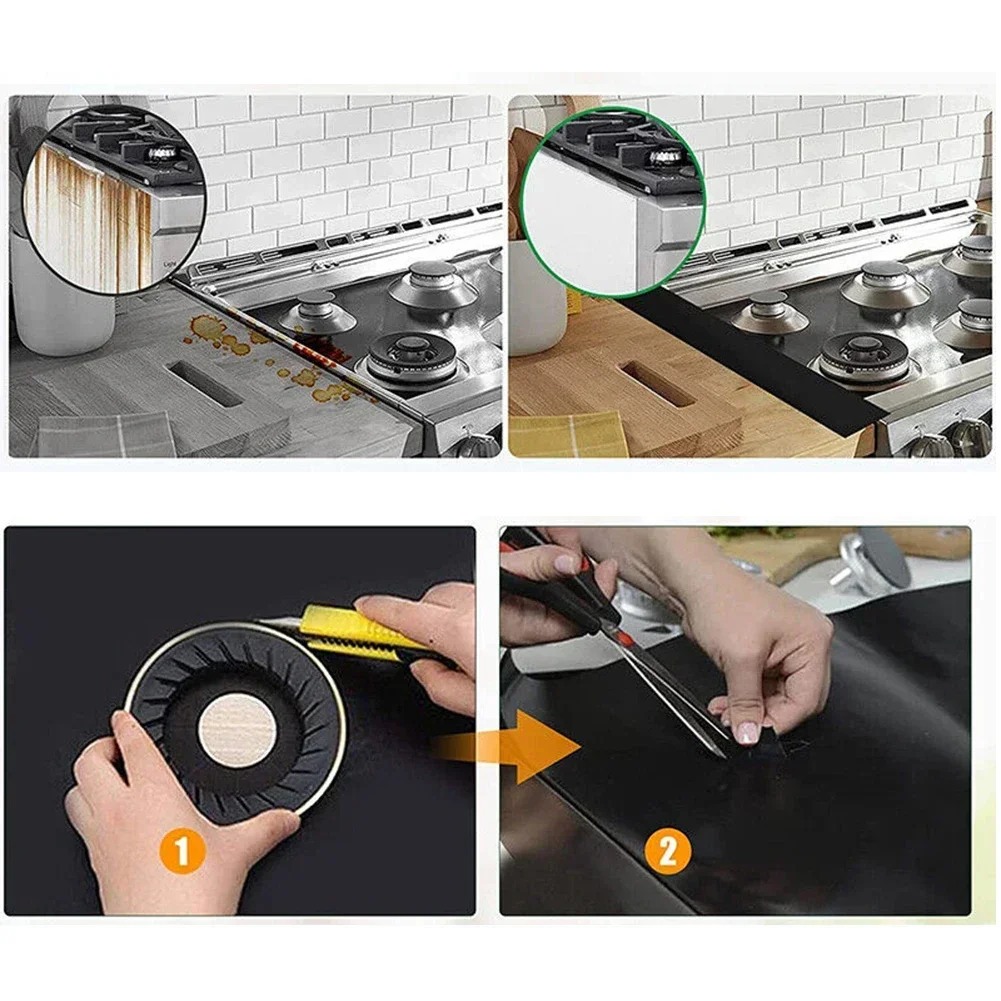 1pcs Gas Stove Protectors Cover Liner 5 Holes Anti-Oil Gas Range Stovetop Burner Cooker Protective Covers Mat Pad Kitchen Supply