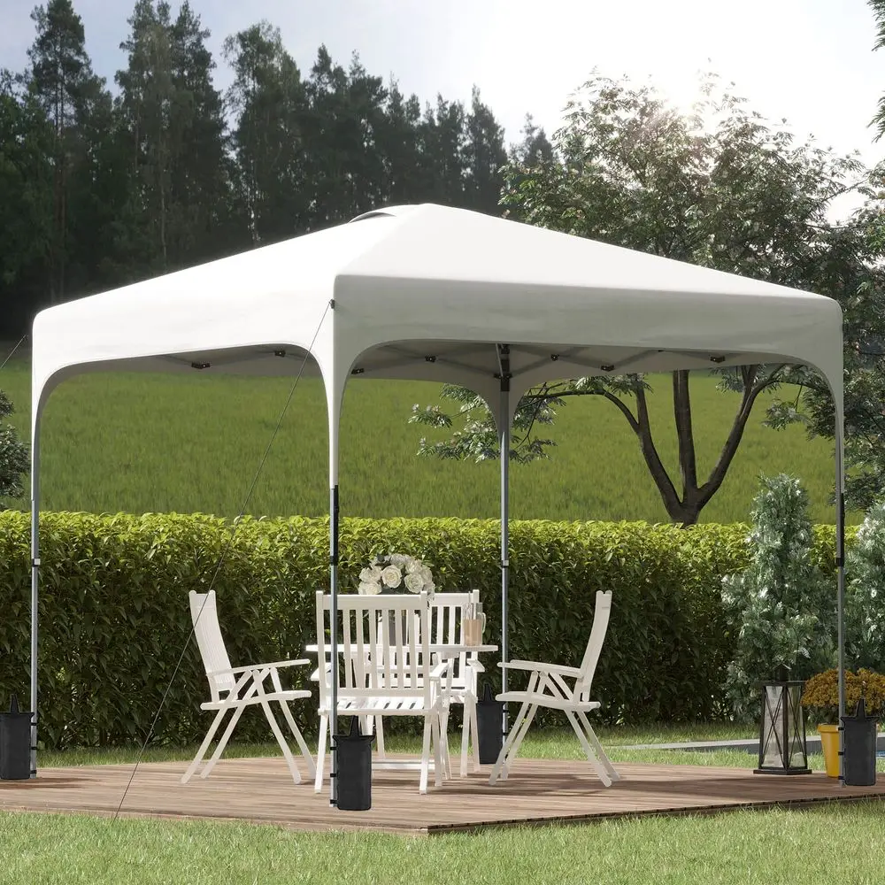 

10 x 10 Pop Up Canopy Tent with Wheeled Carry Bag and 4 Sand Bags, Instant Sun Shelter, Tents for Parties, Height Adjustable, f