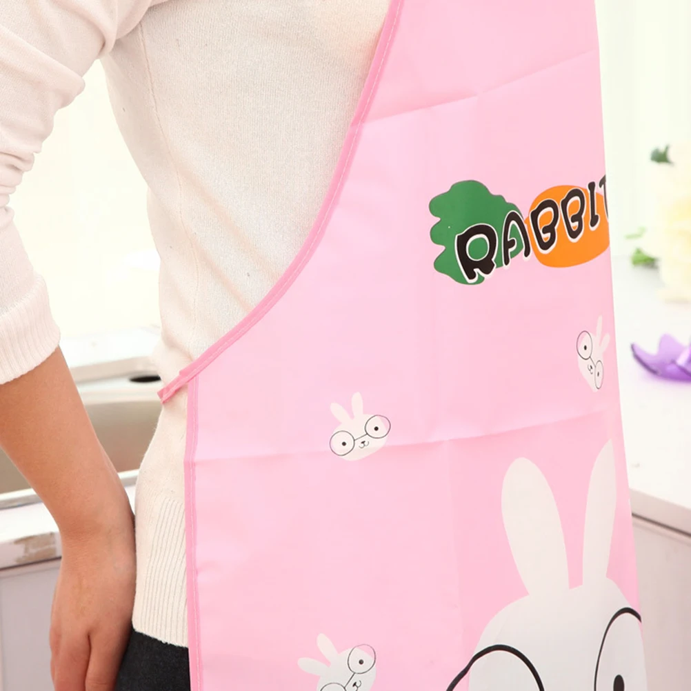 

Premium Waterproof Apron Loose Cartoon Pattern Cooking Bib Grease Resistant Soft Comfortable Machine Washable Rabbit Print