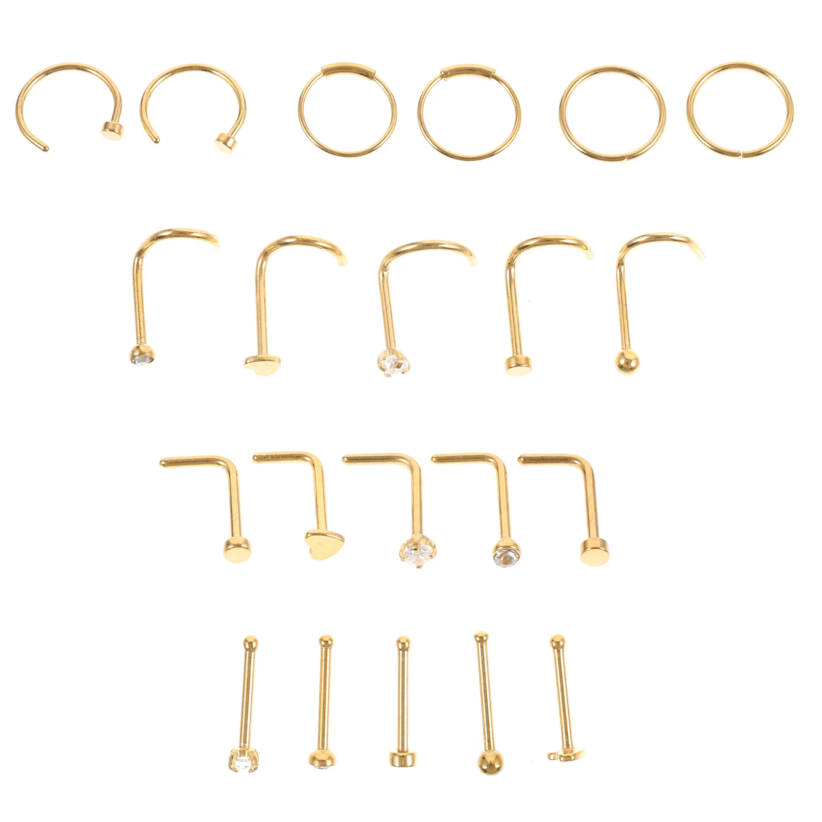 

21Pcs Nose Piercing Rings Set Stainless Steel Hoops Women Party Costume Accessories Nose Piercings Body Piercing Jewelry