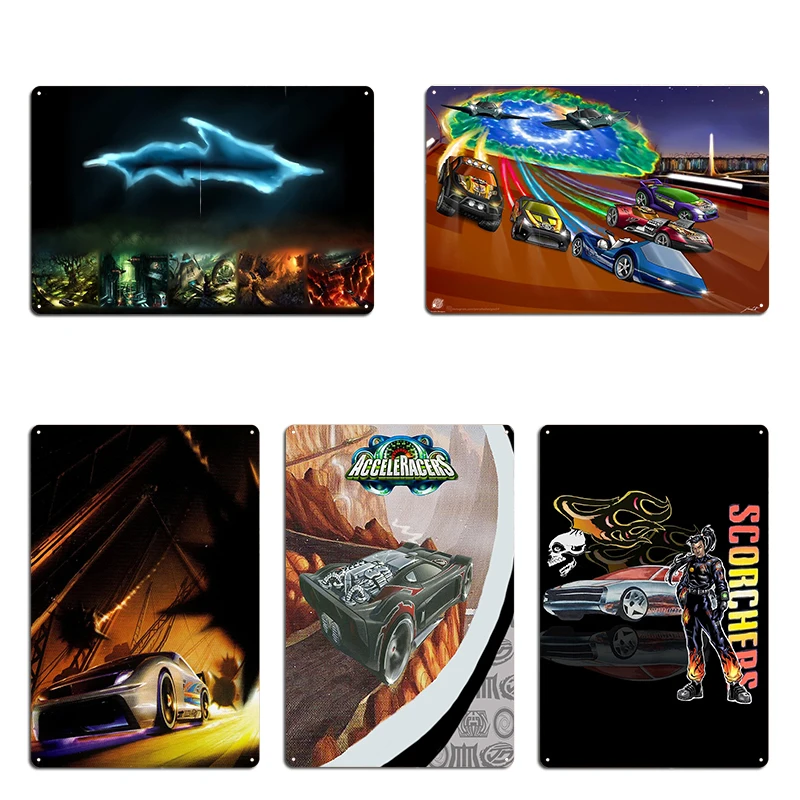 Acceleracers Metal Plaque Party Plates Cinema Classic Create Party Club Acceleracers: The Realms Spinebuster Tin Sign Poster