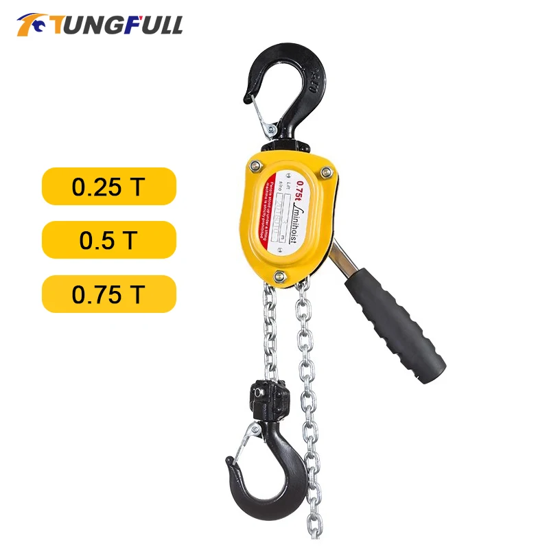 0.25/0.5/0.75T Mini Manual Chain Hoist Tensioner Manganese Steel Hook Manual Lever Block Lifting Manual Traction Hoist 1.5M