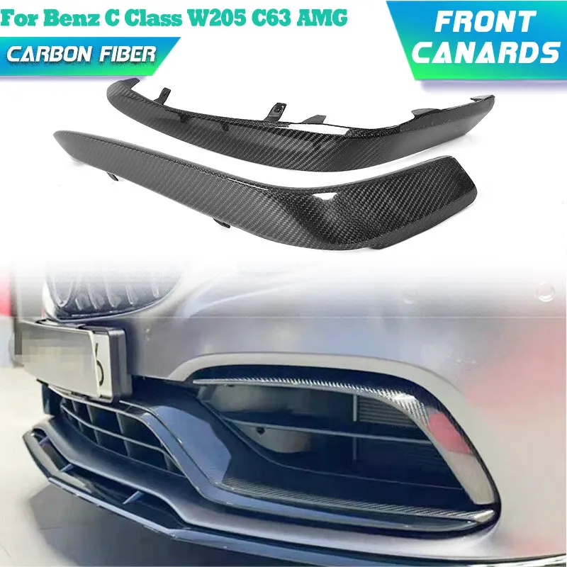 

Передний бампер из углеродного волокна, накладки на противотуманные фары для Mercedes Benz C Class W205 C63 AMG 2015-2017, автомобильные передние канистры, плавники, обвесы