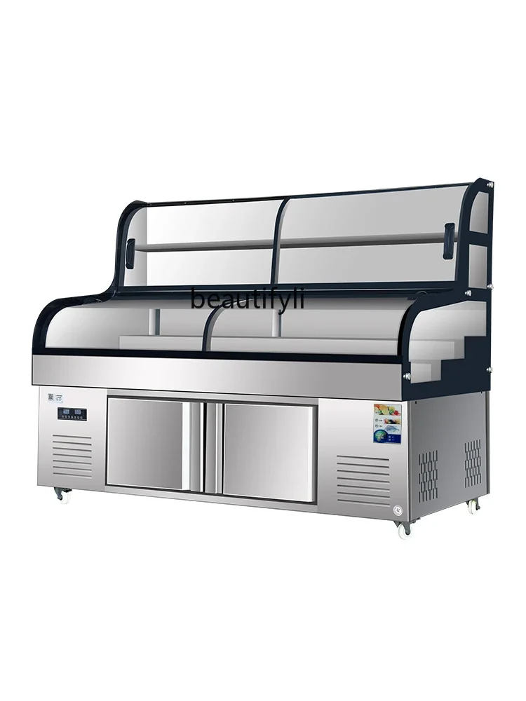 E132 ثلاجة عرض الطعام طاولة الثلج عرض مفتوح تجميد تخزين الفريزر التجاري الشواء الحفاظ على المأكولات البحرية #2