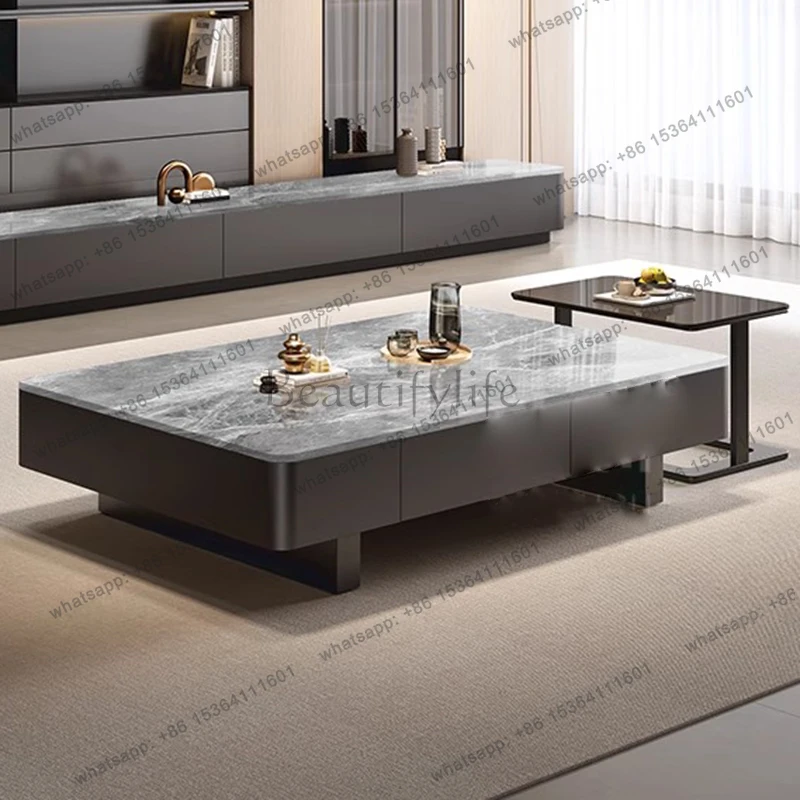 

Glass Aesthetic Coffee Table Nordic Designer Storage Drawers Side Table Minimalist Modern Mesa Auxiliar Lounge Suite Furniture