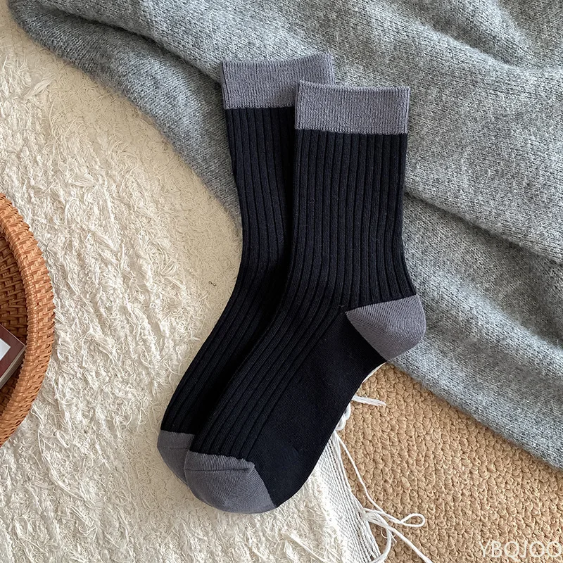 5 pairs men's pure cotton socks mid length socks spring autumn thick anti odor socks men's sweat absorbing mid length socks