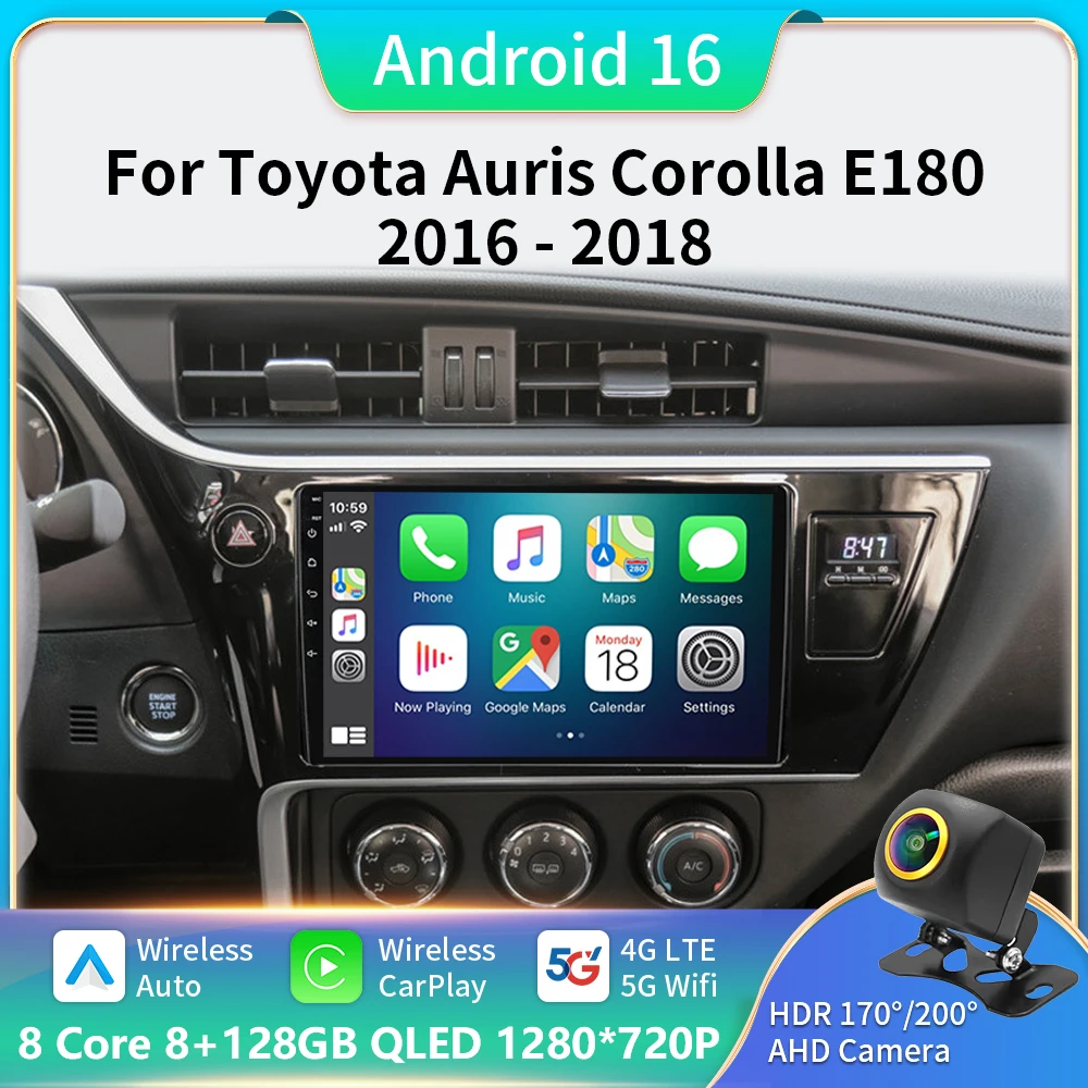 Android 16 Carplay Car Radio For Toyota Corolla Auris E180 2017 2018 2019 Multimedia Video Player Navigation GPS Stereo 2din DVD