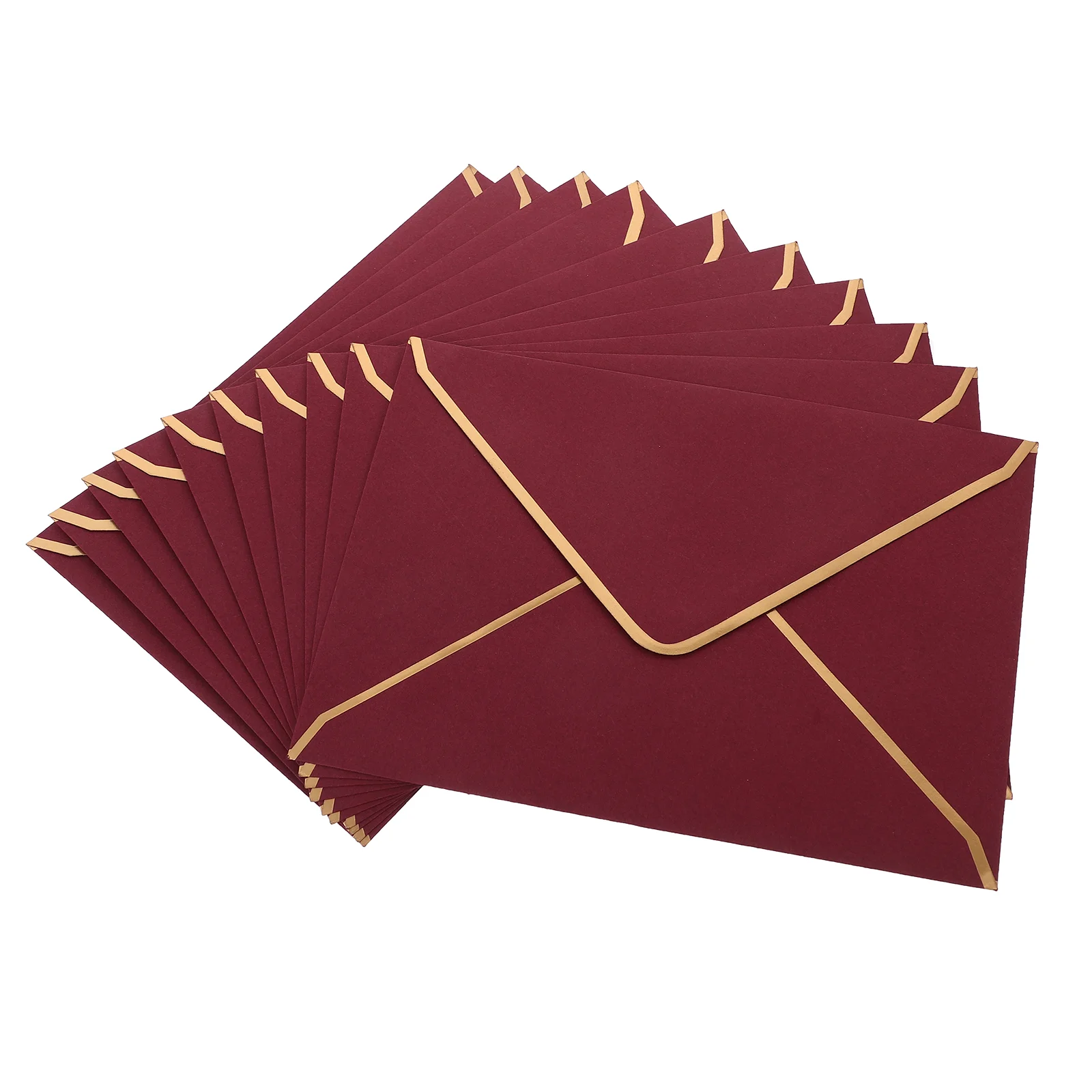 

Envelopes Self Seal Gold Edge Business Invitation European Kraft Paper Western Bag 10pcs (burgundy) Letter Container Stock