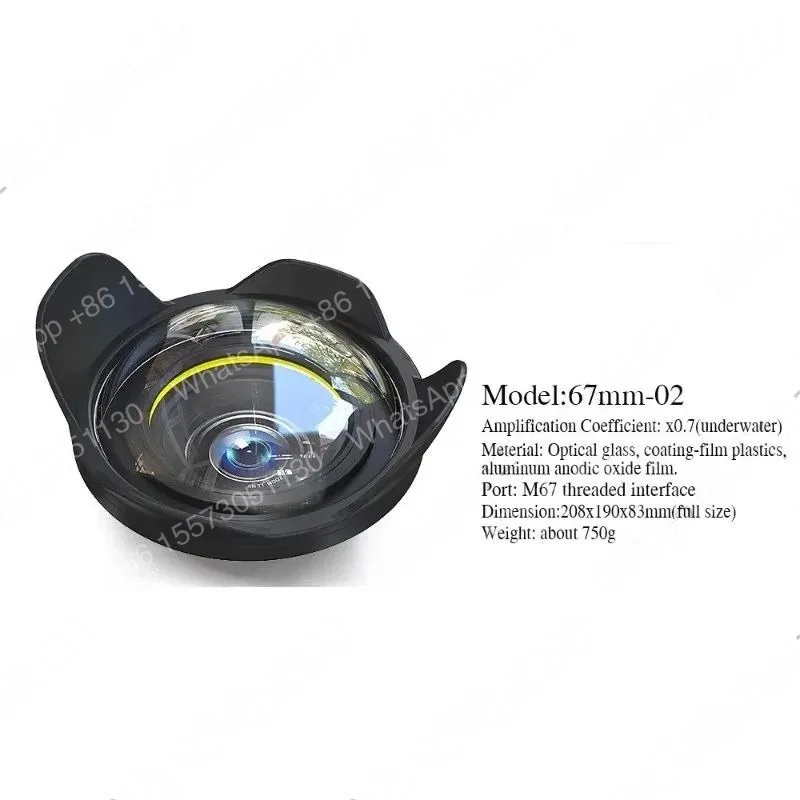 Dual Layer Wet Wide Angle Lens 4.3in/6in Underwater Removable for Sony A7SIII A7M4 Olympus TG TG5 TG6 TG7 A6000 67mm