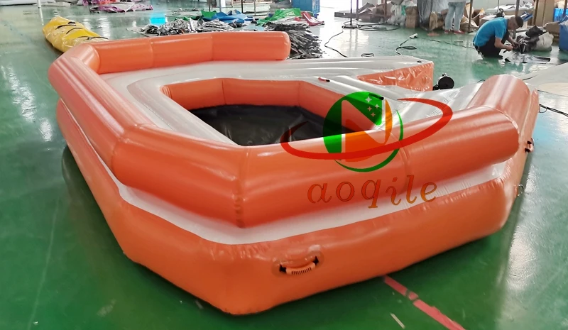 6-10 Person Inflatable Water Raft Pool Tropical Tahiti Ocean Floating Island, Large Inflatable Water Floating Islands