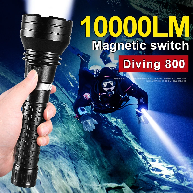 2024 Super High Power Diving Flashlight XHP199 Led Professional Diving Flashlights Strong Lights Underwater Lighting 800M Torch