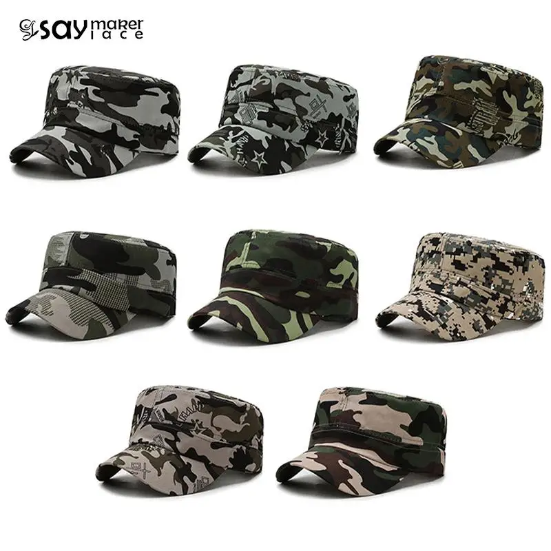 Men Women Tactical Flat Cap Hat Camouflage Baseball Cap Hat Outdoor Sports Camping Hiking Sunhat Hunting Sun Cap Sunscreen