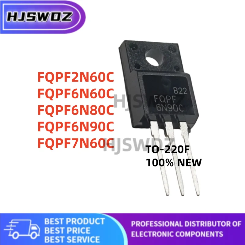 10PCS New FQPF2N60C FQPF6N60C FQPF6N80C FQPF7N60C FQPF6N90C TO-220F MOSFET Transistor