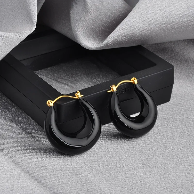 French Round Senior Sense Personality Fashion Buckle Everything with Exquisite Dripping Oil Earrings Wholesale Jewelry for Women