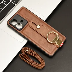For Moto Edge 40 Neo 5G Anti-Shock Business Leather Wristband Cover Case For Motorola Moto Edge 40 Neo Non-Slip Protective Case