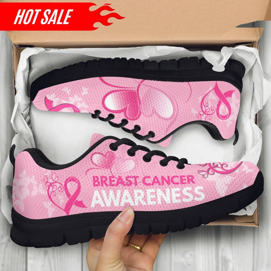 Women's Tennis Shoes Breast Cancer Awareness Pink Ribbon Design Dirty Resistant Running Sneakers Zapatos Hombre Gift