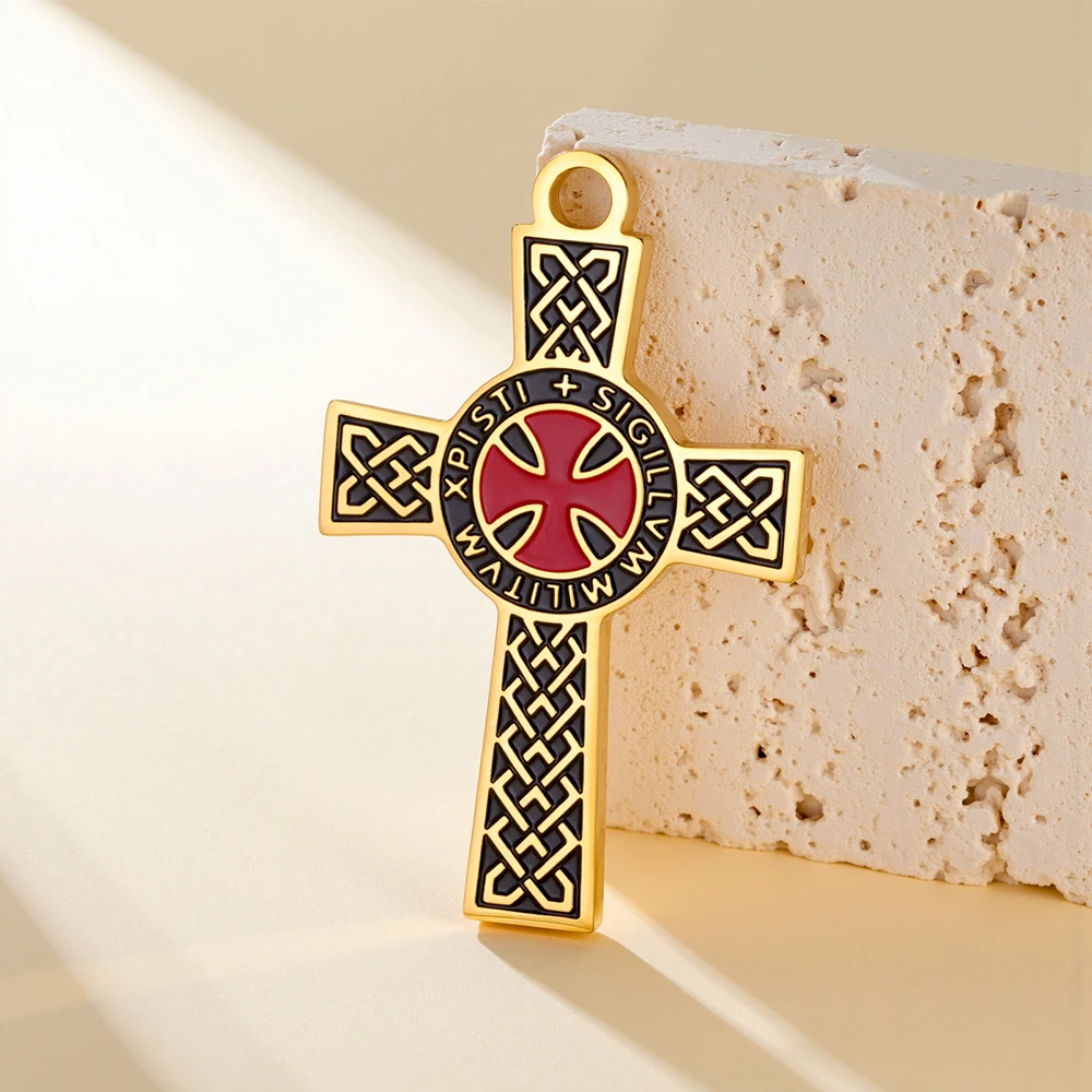 Dawapara Templer-Kreuz-Anhänger für die Schmuckherstellung, Heiliger Ritter, religiöser Schutz, Amulett, Edelstahl-Charm, DIY-Zubehör – Detail 9