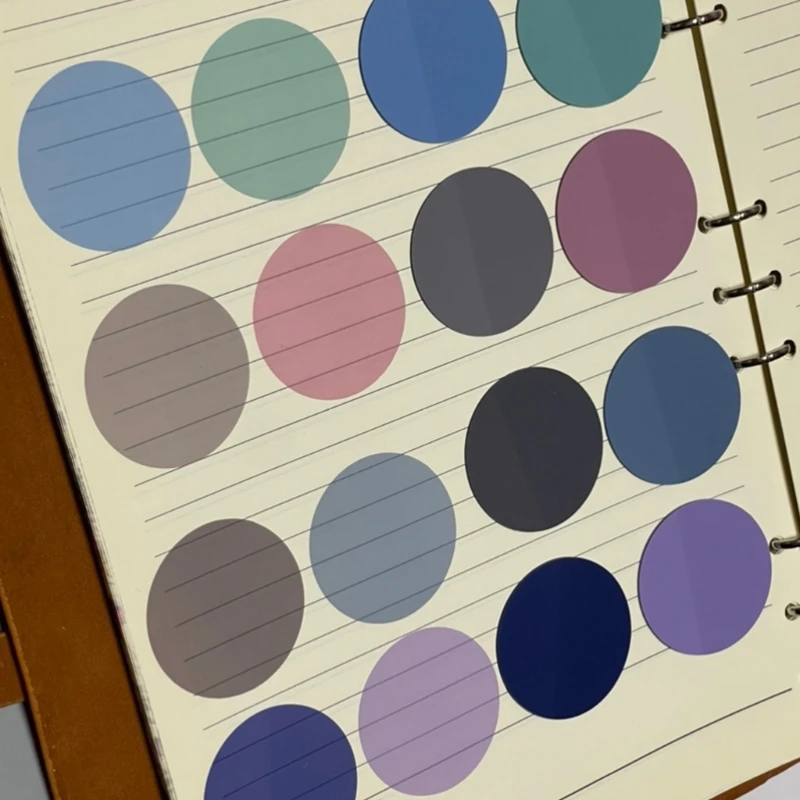 8/16 وسادة من ورق الملاحظات الشفاف، علامات تبويب دائرية ذاتية اللصق وقابلة للكتابة