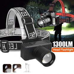 Heinast Super Bright LED Headlamp with USB Rechargeable Waterproof Headlight Power Display Suitable Exploration Hunting Fishing