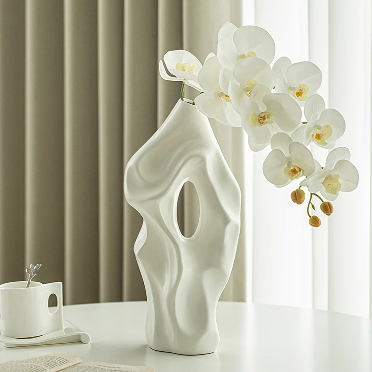 

Vase Decoration Living Room Flower Arrangement Ceramic White Art Sculpture Decoration Creativity