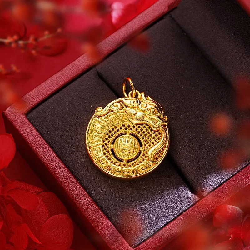 

9999 Real Gold 24K Hollow Silk Paper Dragon Pendant Ancient Gold Auspicious Dragon Pendant