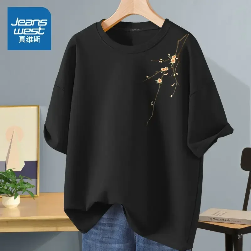 

Summer Cotton T-shirt Short Sleeve Basic Casual Loose Tops Women Clothing Printed Top Tunic High Quality Comfortable Pullovers
