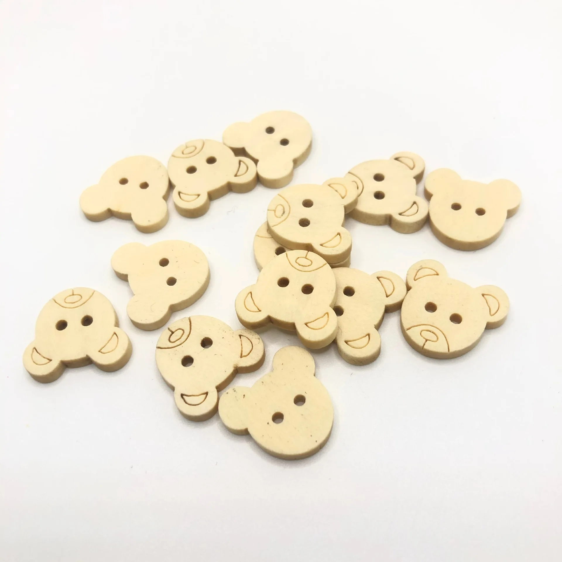 Retail 20Pcs 13x11mm Teddy Bear Charms 2 Holes Wood Sewing Buttons buttons for children 5BB5719