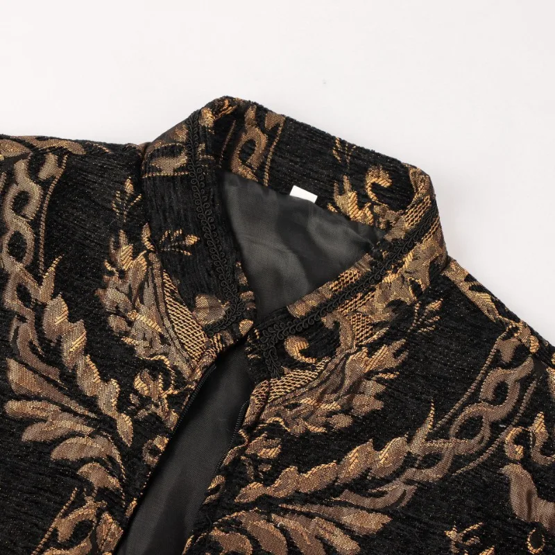 أزياء الأداء الأوروبية والأمريكية عصر النهضة الأمير الملك سترة مزدوجة اليقطين السراويل البرنز الرجال بدلة من قطعتين