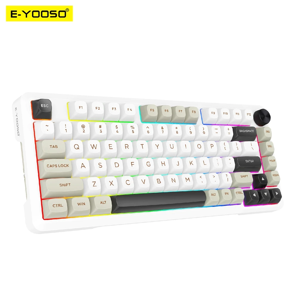 

E-YOOSO Z82 RGB USB Механическая игровая клавиатура Поддержка Bluetooth Беспроводная 2,4G Проводная 3-режимная геймерская 82 клавиши для компьютера ПК Ноутбук