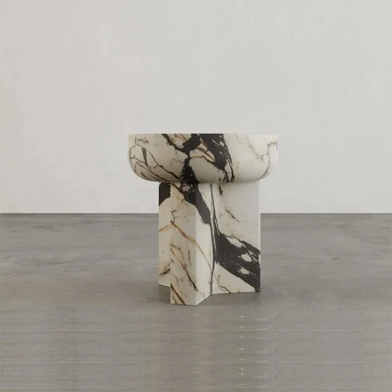 

Rough stone natural marble edge few small coffee table, living room side table luxury fish belly gold natural pattern