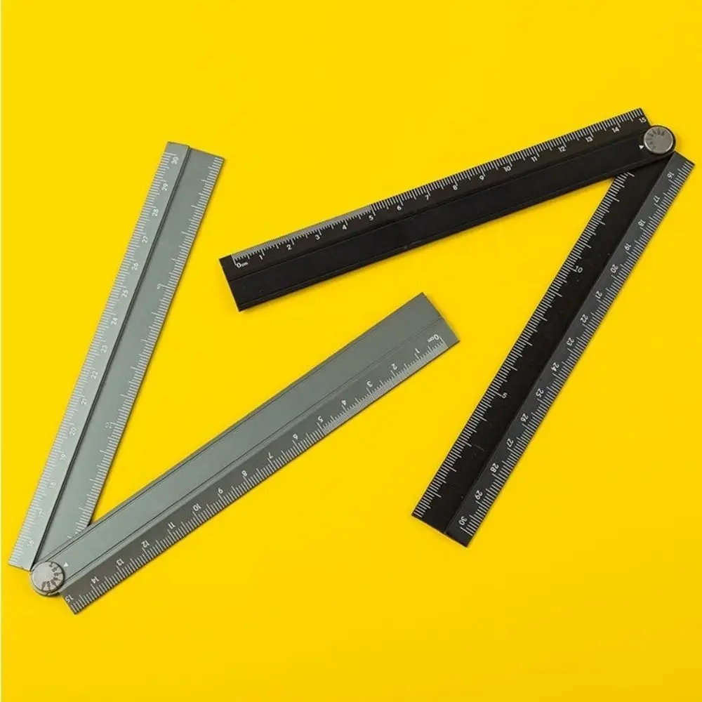 Simple Style Folding Ruler Aluminum Alloy Creative Metal Stationery Rule 15cm 30cm Foldable Student Drawing Measuirng Tool