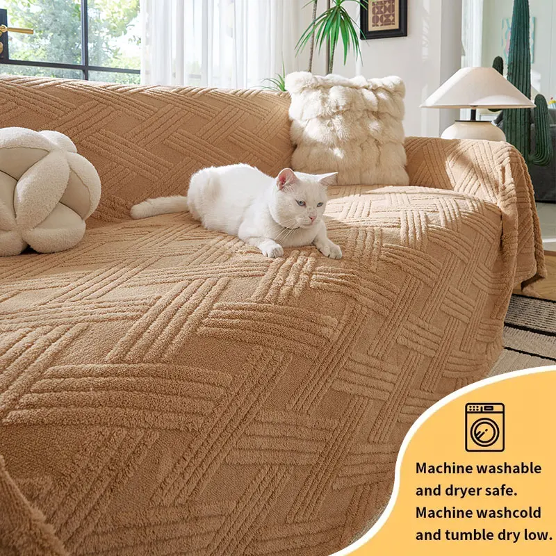 1PC-Solid color jacquard sofa throw cover and pet friendly, durable and easy to clean, very suitable for leisure living rooms