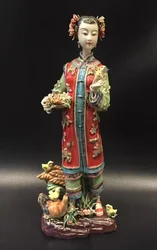 Classical Lady Ceramic Art Sculpture Beautiful Women Statue Flower Girl Figurine Chinese Craft Home Decor Accessories Cute Gift