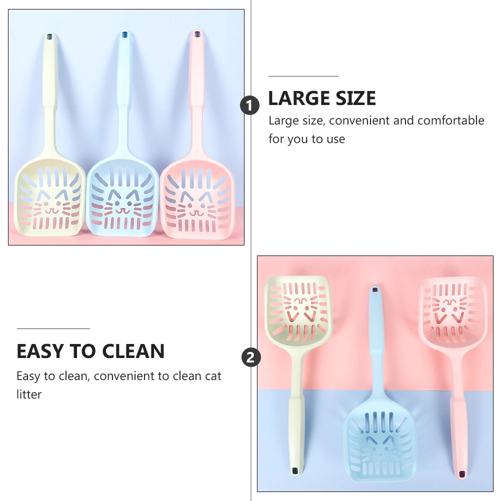 

3 PCS Cat Litter Cleaning Shovel Garbage Scoop Cleanup Holder Portable Plastic Pet