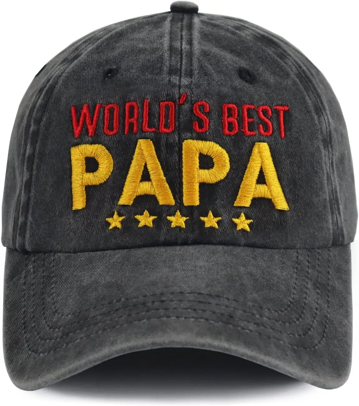 

World's Best Papa Baseball Cap for Men, Embroidered Adjustable Washed Cotton Fathers Day Dad Hat