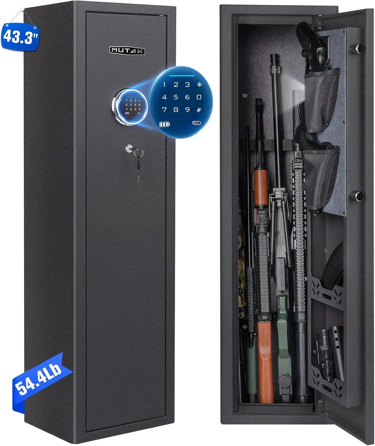 

4-5 Gun Safe for Rifle and Pistols, Long Gun Safe for Rifle Shotgun for Home, Quick Access 3-5 Gun Storage Cabinet with Handgun