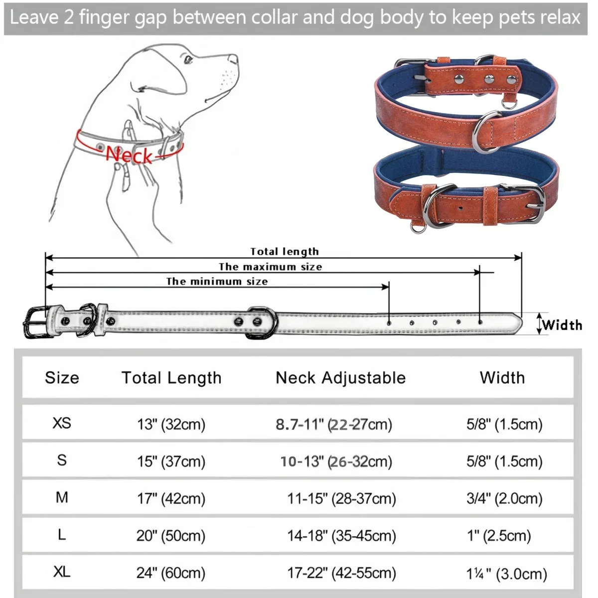 Verstellbare, weich gepolsterte Hundehalsbänder, PU-Leder, Hundehalsband, Halskette, Haustier-Halskette für kleine, mittelgroße und große Hunde,