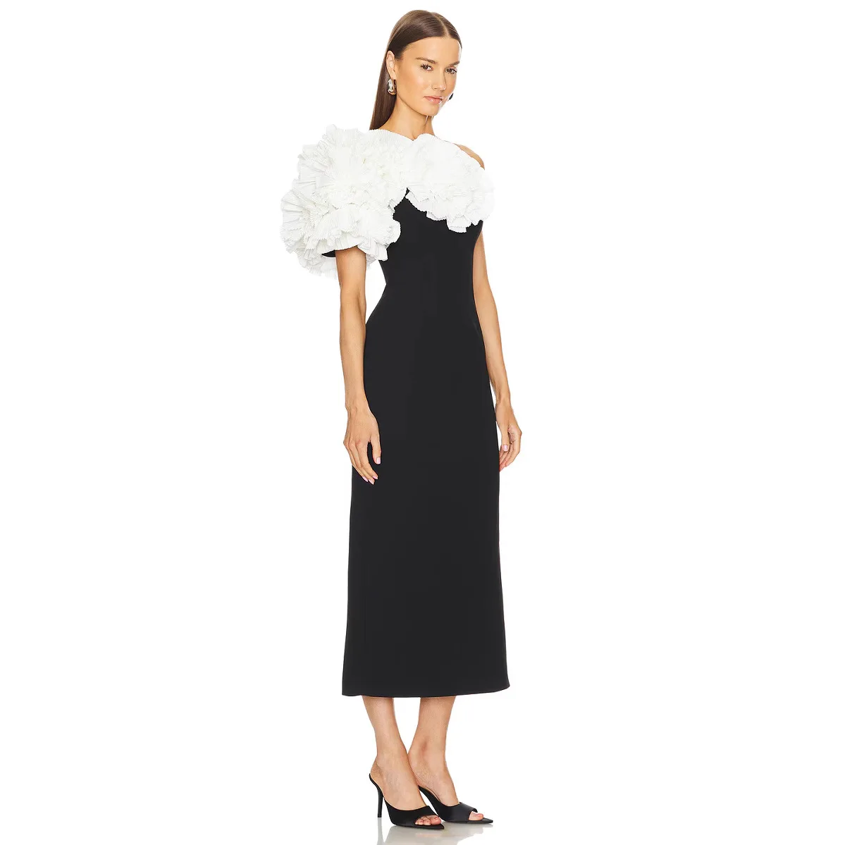 Zwarte eenvoudige schuine schouder bandage bodycon galajurk voor dames 2025, zomer nieuwe mode beroemdheid feestkleding avondjurken