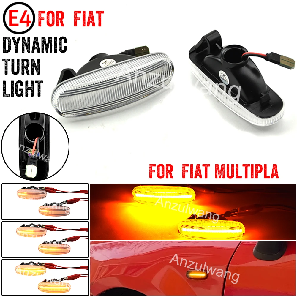 2pcs Dynamic LED side marker light  turn signal lamp For Fiat Panda Punto Evo Stilo Qubo Peugeot Citroen Lancia Mus