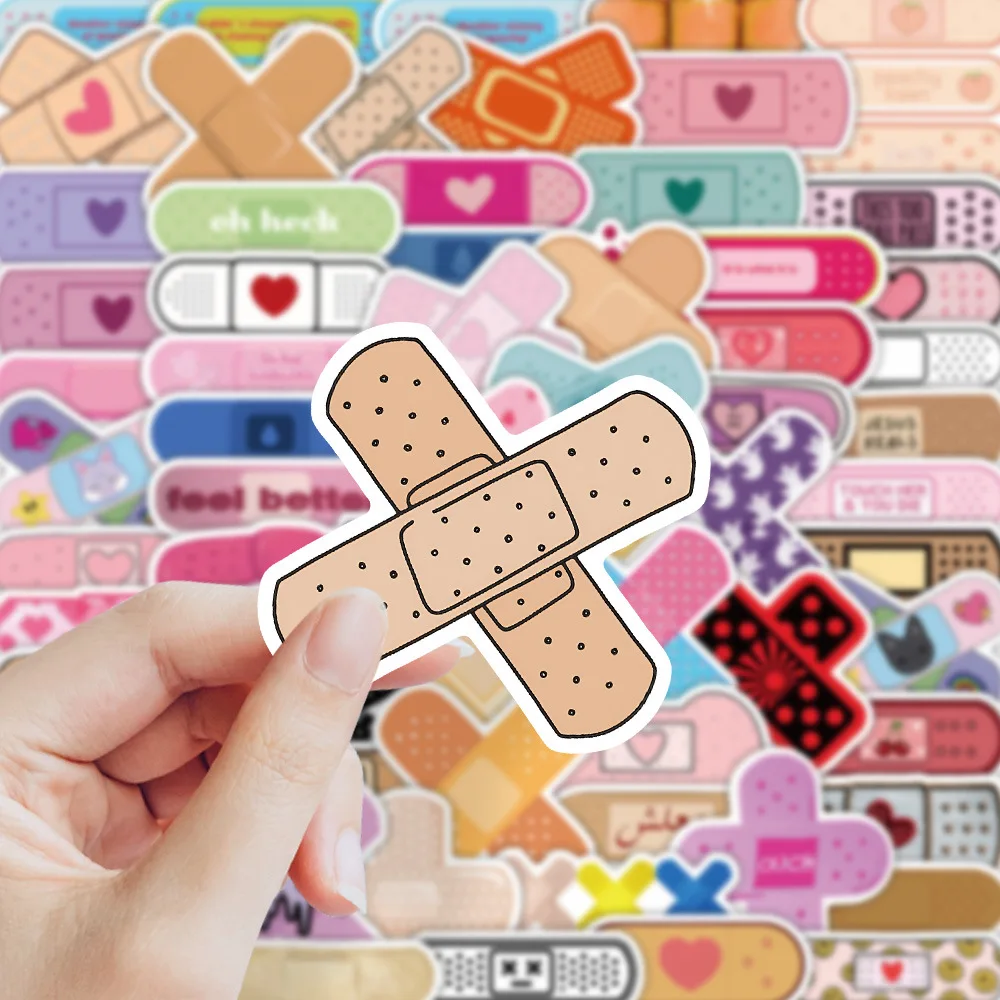

10/30/80PCS Band Aid Stickers Cartoon Graffiti Creative Decorative Stickers DIY Guitar Phone Skateboard‌ Waterproof Stickers