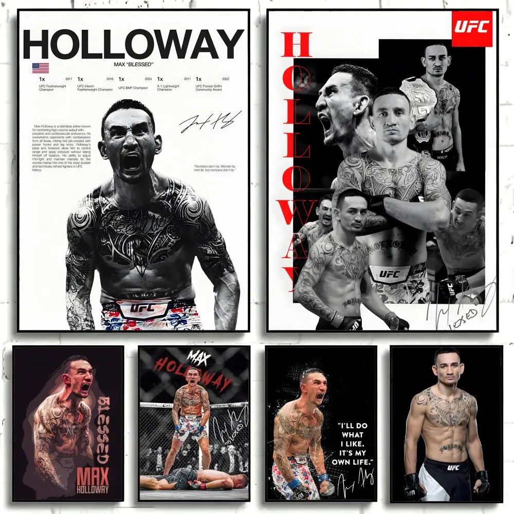 Athlete Max Holloway Poster Self-adhesive Art Waterproof Paper Sticker Coffee House Bar Room Wall Decor
