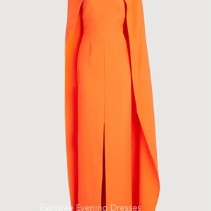 Partykleider mit Schulter für Frauen, Abschlusskleider, Abschlusskleid, bescheidene Ärmel und orangefarbene Kleidung 8 Hauptverkäufe Laranja Abschlusskleid - №5