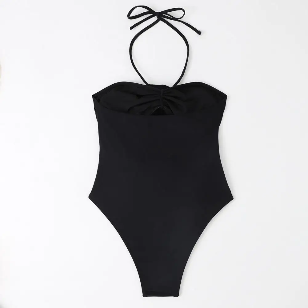 3d Flower Decor Monokini Stylish Women's Tummy Control One-piece Swimsuits with Cutout Design High Waisted Bathing for Summer