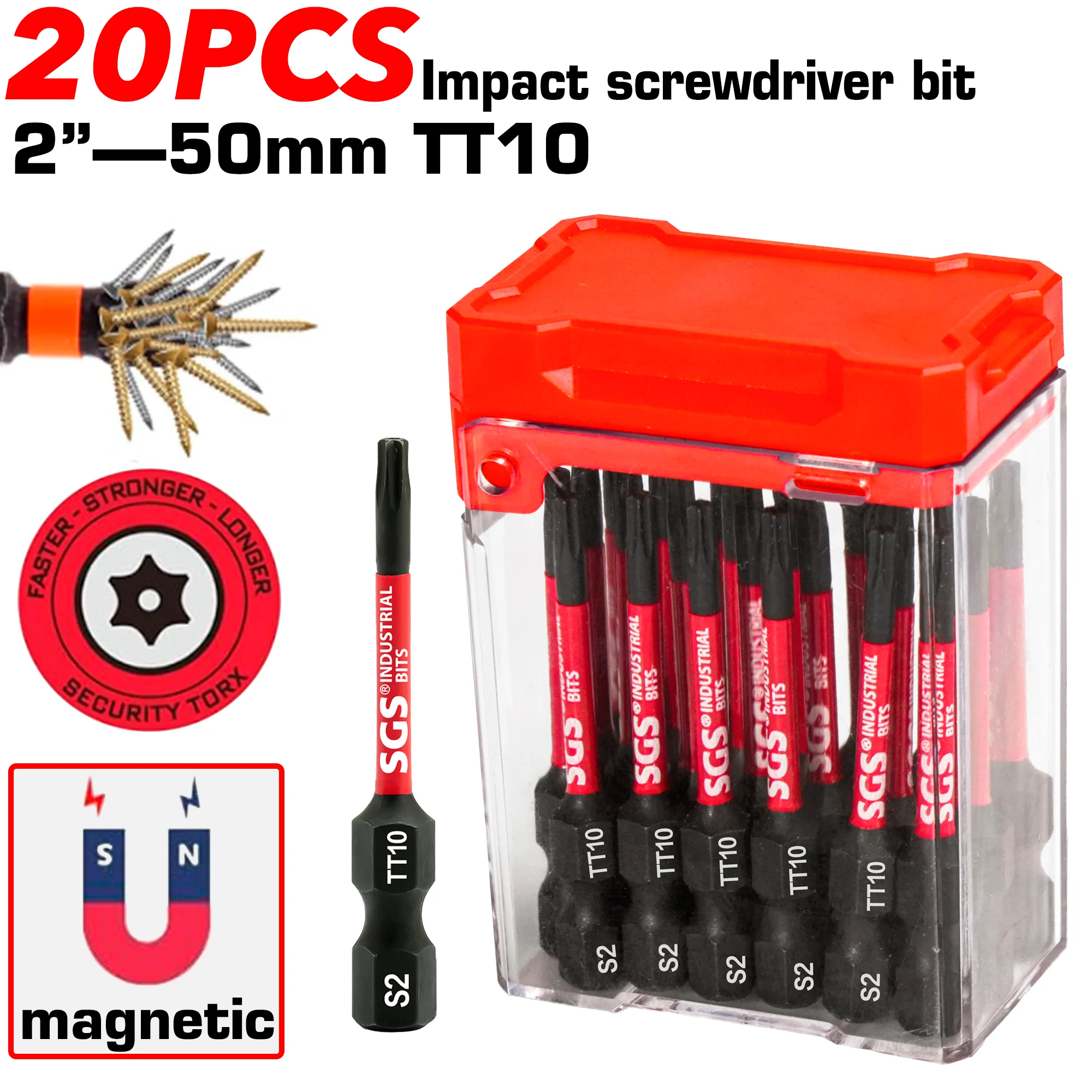 10/20 قطعة لقم مفك براغي Tt10 مضادة للانزلاق ومقاومة للصدمات، مغناطيسية قوية ومقاومة للاهتراء، متوافقة تمامًا مع الأدوات الكهربائية #3